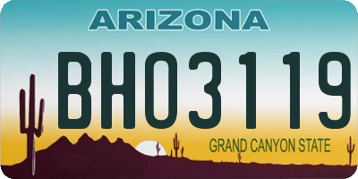 AZ license plate BHO3119