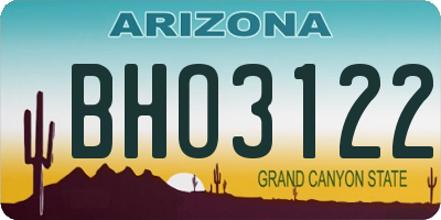 AZ license plate BHO3122