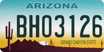 AZ license plate BHO3126