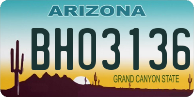 AZ license plate BHO3136