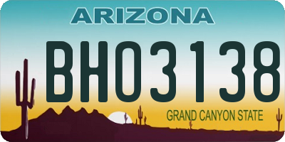 AZ license plate BHO3138
