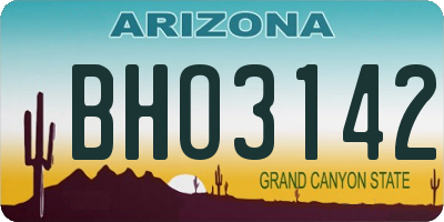 AZ license plate BHO3142