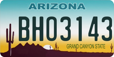 AZ license plate BHO3143