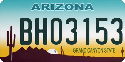 AZ license plate BHO3153