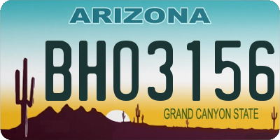 AZ license plate BHO3156