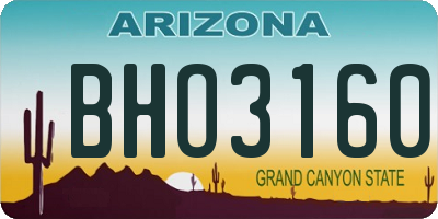 AZ license plate BHO3160