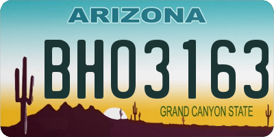 AZ license plate BHO3163