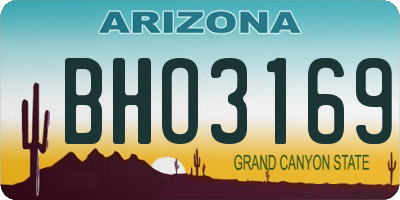 AZ license plate BHO3169