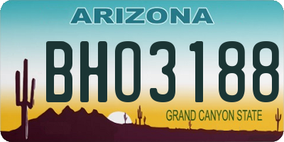 AZ license plate BHO3188
