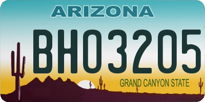 AZ license plate BHO3205