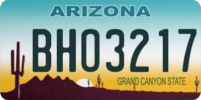 AZ license plate BHO3217