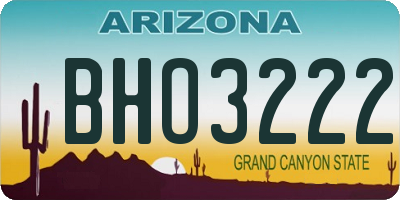 AZ license plate BHO3222