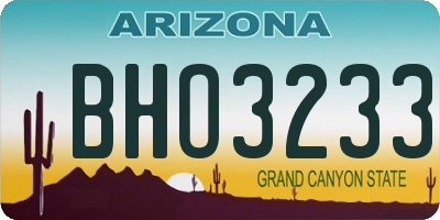 AZ license plate BHO3233