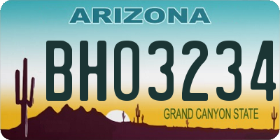 AZ license plate BHO3234