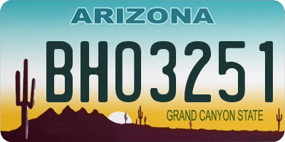 AZ license plate BHO3251