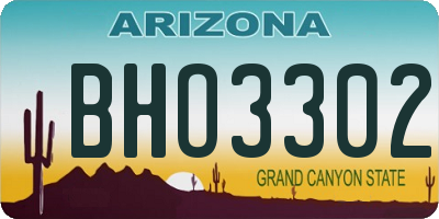 AZ license plate BHO3302