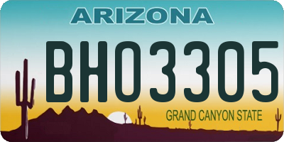 AZ license plate BHO3305