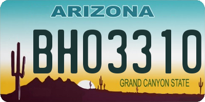 AZ license plate BHO3310