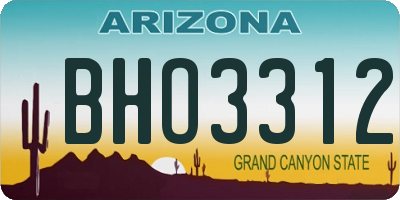 AZ license plate BHO3312