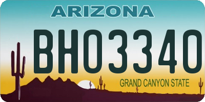 AZ license plate BHO3340