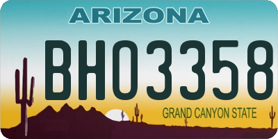 AZ license plate BHO3358