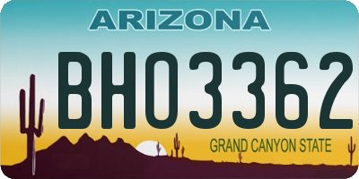 AZ license plate BHO3362