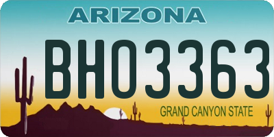 AZ license plate BHO3363