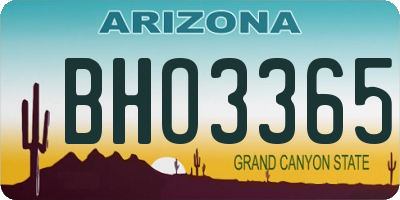 AZ license plate BHO3365
