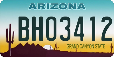 AZ license plate BHO3412