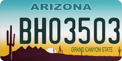 AZ license plate BHO3503