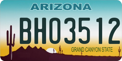AZ license plate BHO3512