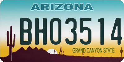 AZ license plate BHO3514