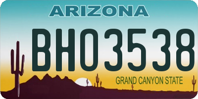 AZ license plate BHO3538