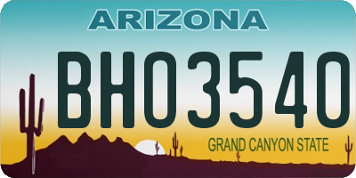 AZ license plate BHO3540