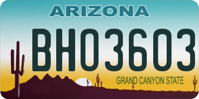 AZ license plate BHO3603