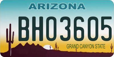 AZ license plate BHO3605