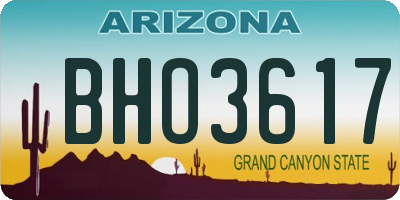 AZ license plate BHO3617