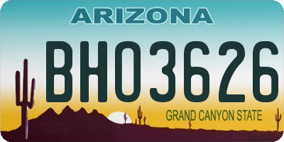AZ license plate BHO3626