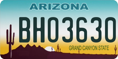 AZ license plate BHO3630