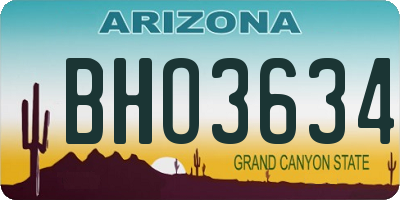 AZ license plate BHO3634