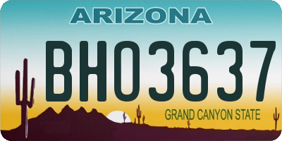 AZ license plate BHO3637