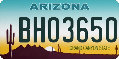 AZ license plate BHO3650