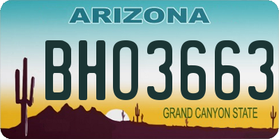 AZ license plate BHO3663