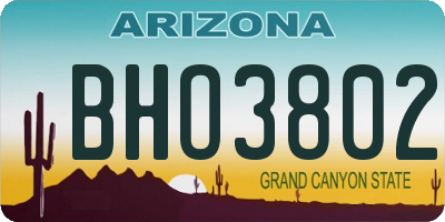 AZ license plate BHO3802