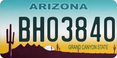 AZ license plate BHO3840