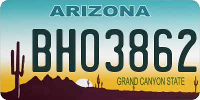 AZ license plate BHO3862