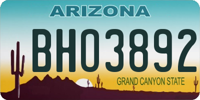 AZ license plate BHO3892