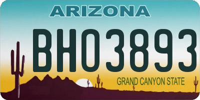 AZ license plate BHO3893