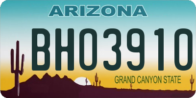 AZ license plate BHO3910