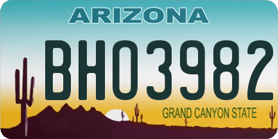 AZ license plate BHO3982